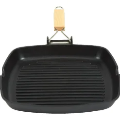 Poêle grill carré manche en bois amovible tous feux^Gifi Clearance