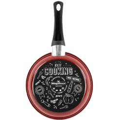 Poêle ronde inscription Healthy Cooking rouge et noir^Gifi