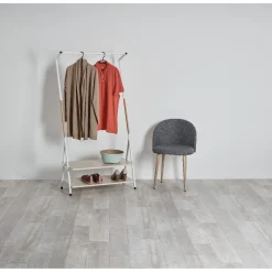 Rangement|Gifi Portant blanc avec 2 étagères en bois