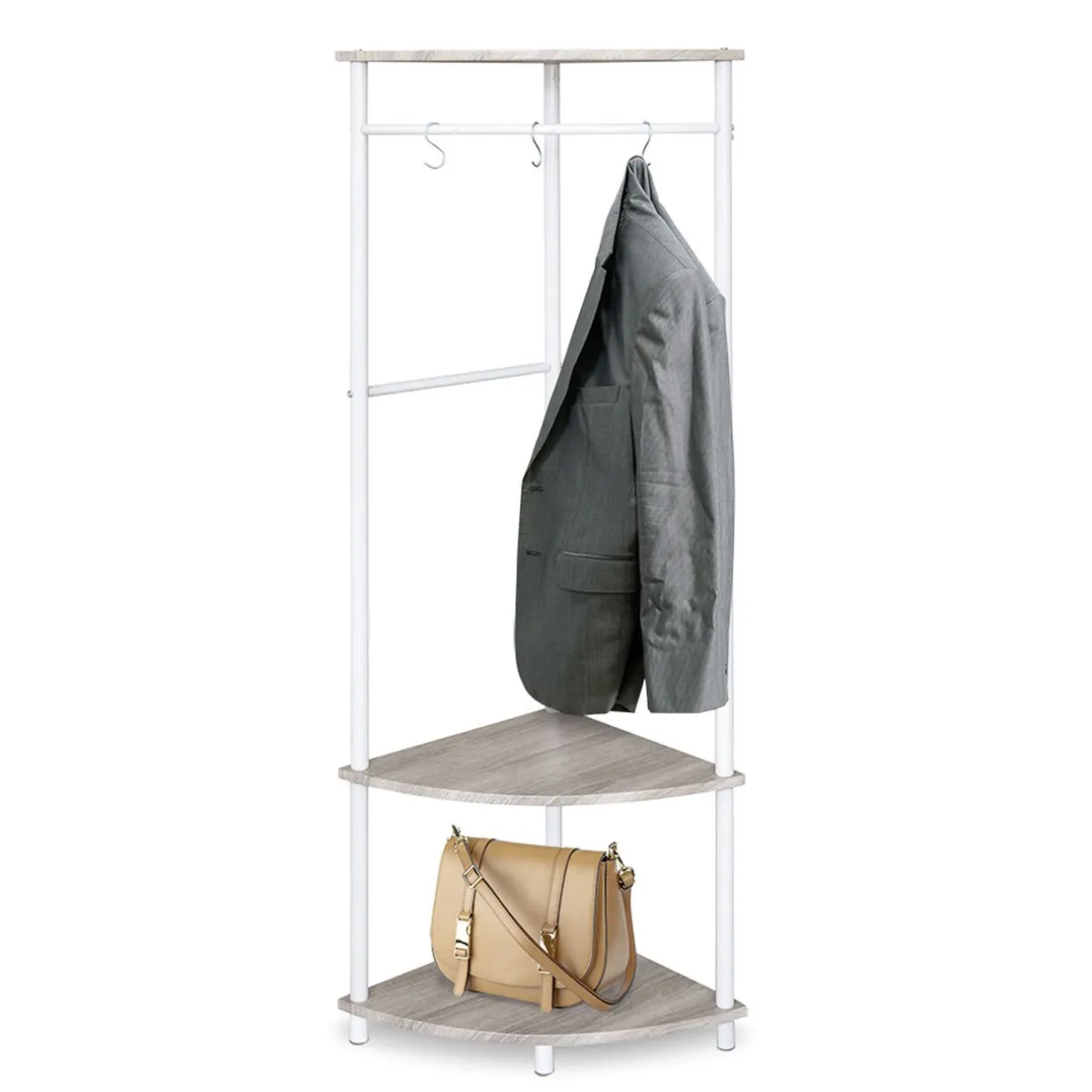 Rangement|Gifi Portant en bois et métal blanc naturel