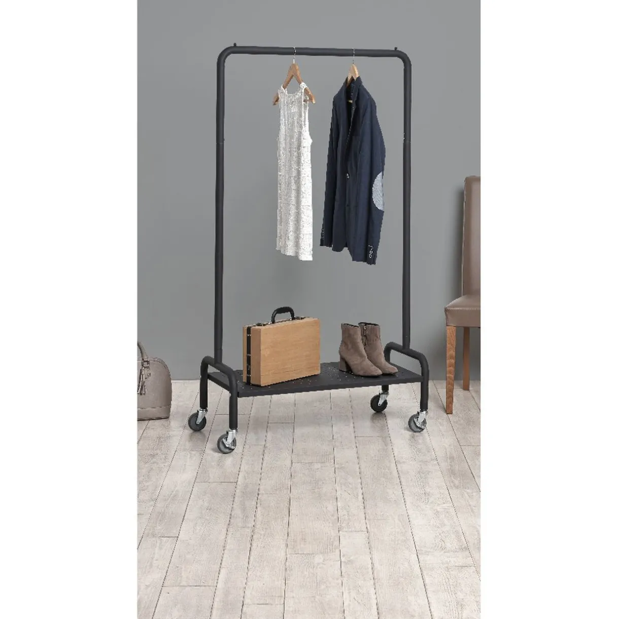 Rangement|Gifi Portant tube noir avec étagère