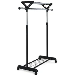 Rangement|Gifi Portant vêtements à roulettes noir et gris