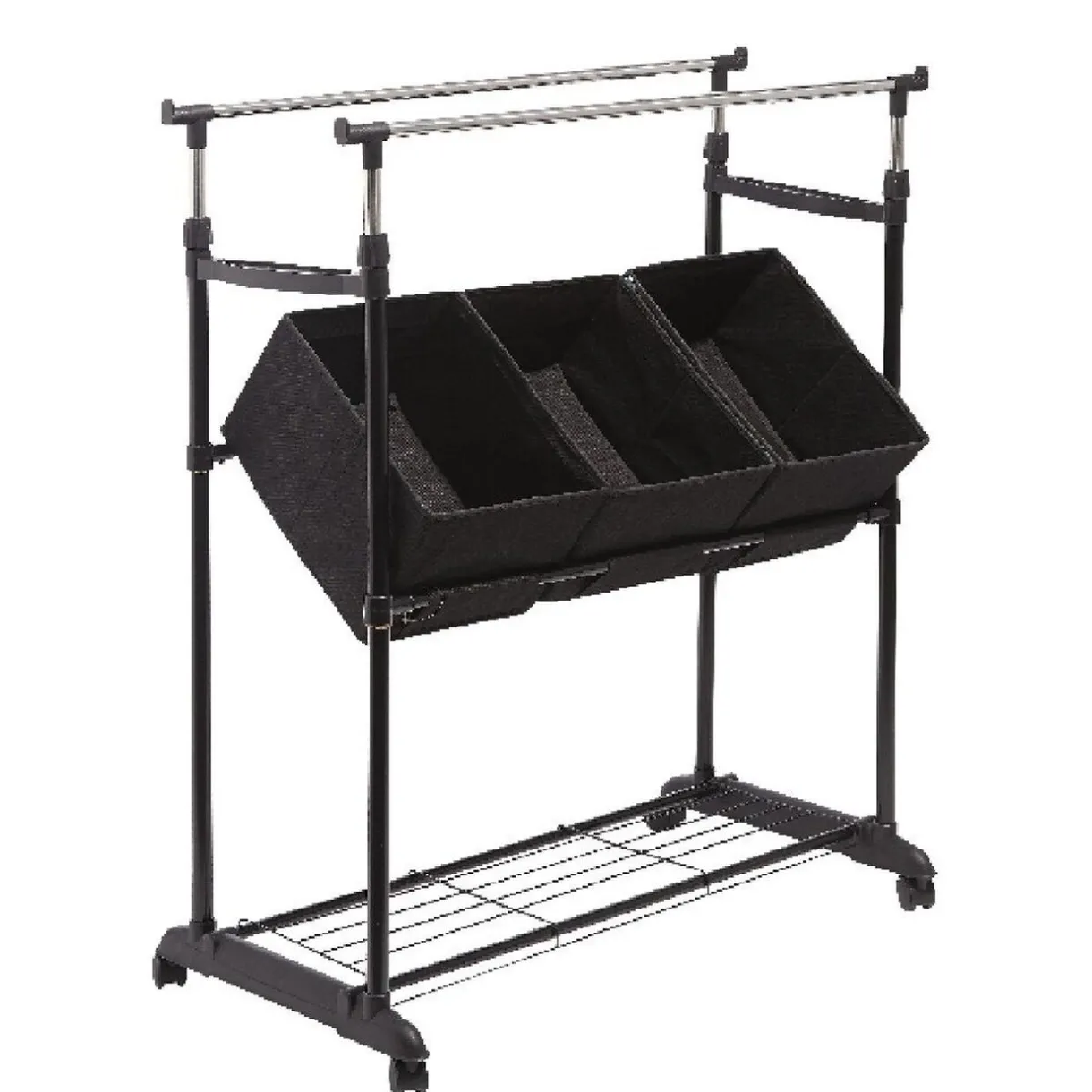 Rangement|Gifi Portant vêtements double avec 3 panières