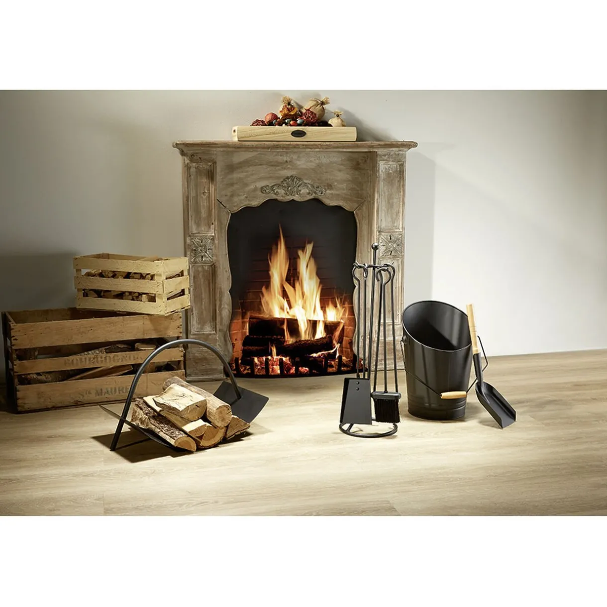 Sale Gifi Porte bûche avec anse métal noir