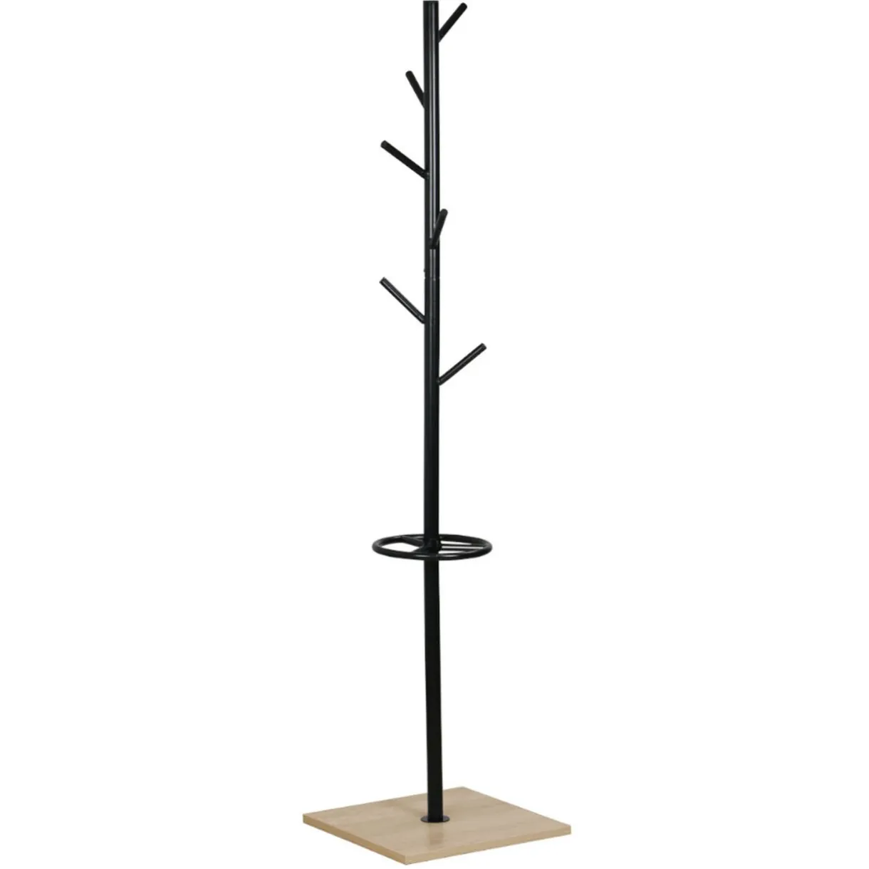 Rangement|Gifi Porte manteaux en métal noir et socle en bois WILLIAM