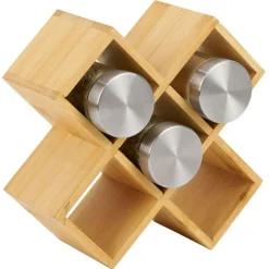 Porte épice 5 cases bambou 17x17xH9cm^Gifi Hot