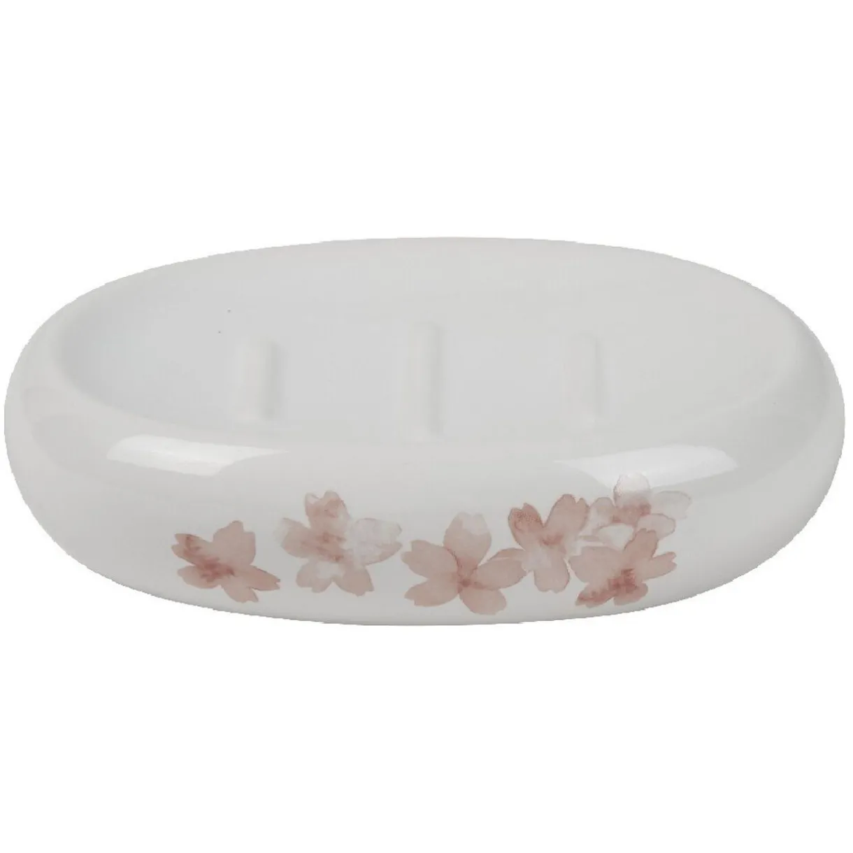 Clearance Gifi Porte savon blanc design fleur cerisier rose