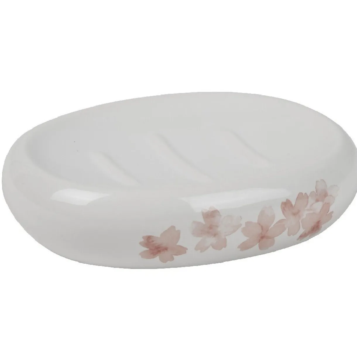 Clearance Gifi Porte savon blanc design fleur cerisier rose