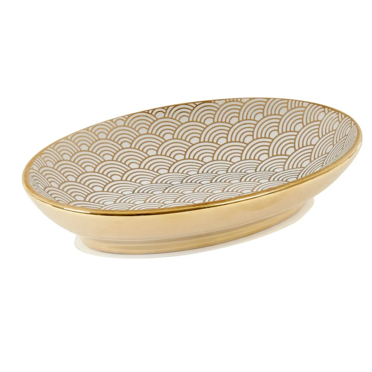 Discount Gifi Porte savon céramique motif écaille blanc doré