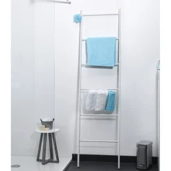 Online Gifi Porte serviette échelle avec panier blanc