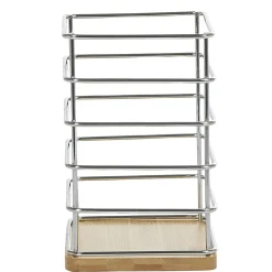 Porte ustensiles en métal avec socle en bambou^Gifi Clearance