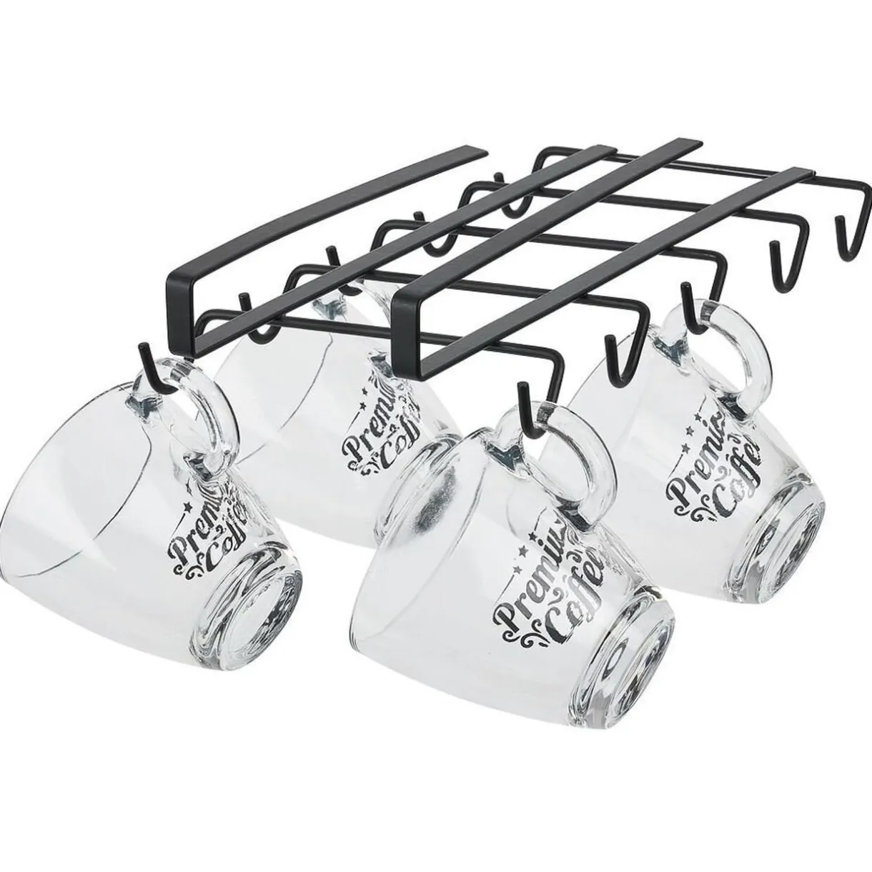 Porte-mugs avec 10 crochets en métal noir - L28xl.14xH.5.5cm^Gifi Outlet