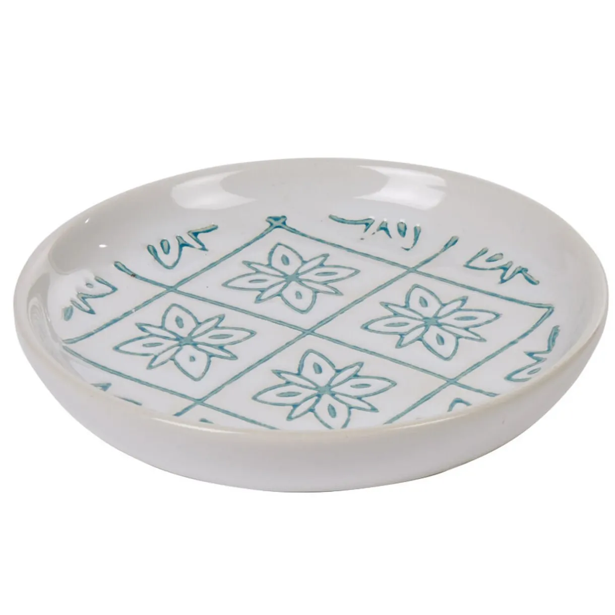 New Gifi Porte-savon céramique design rosace blanc bleu