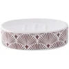 Discount Gifi Porte-savon céramique motif vague japonaise blanc et rouge 13x8,5xH3cm