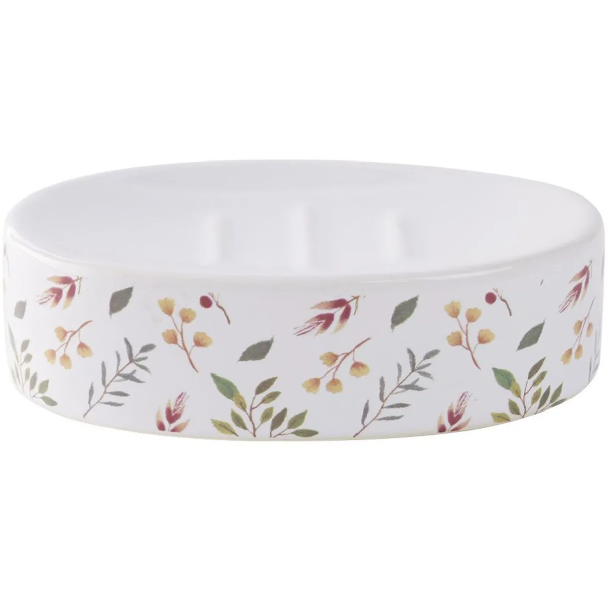 Sale Gifi Porte-savon céramique motif floral blanc et rose 13x8,5xH3cm