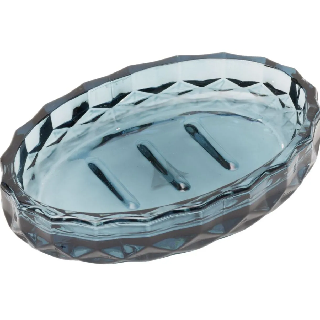 New Gifi Porte-savon en verre effet cristallin bleu 12x8xH2,5cm