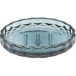 New Gifi Porte-savon en verre effet cristallin bleu 12x8xH2,5cm