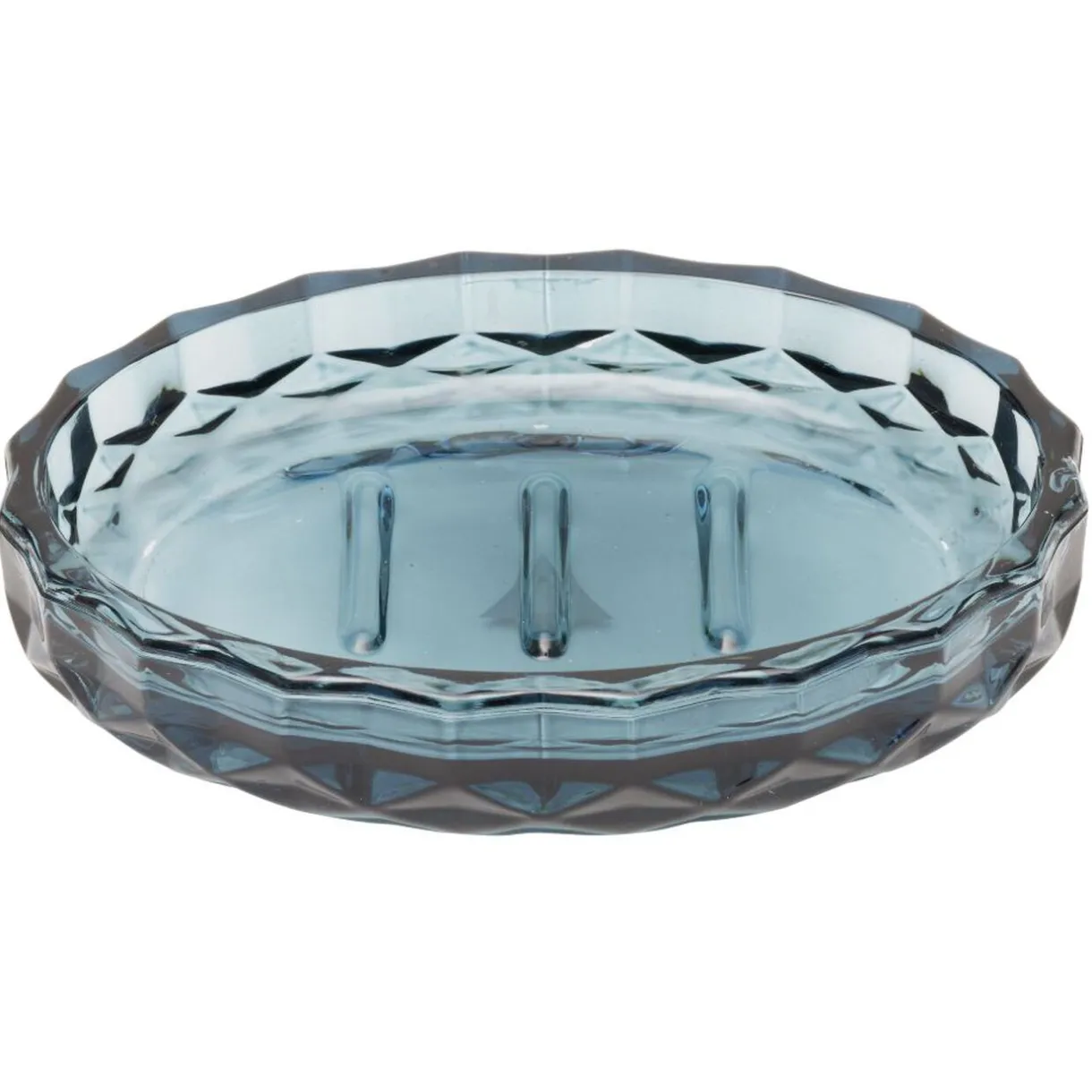 New Gifi Porte-savon en verre effet cristallin bleu 12x8xH2,5cm
