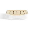 Discount Gifi Porte-savon salle de bain bambou et plastique blanc