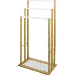 Sale Gifi Porte-serviettes en bambou naturel et blanc 42x24xH81,5cm