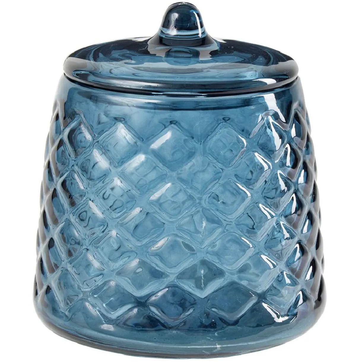 Online Gifi Pot à coton en verre transparent bleu