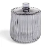 Discount Gifi Pot à coton Ø9x11cm verre strié gris