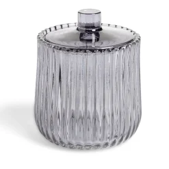 Discount Gifi Pot à coton Ø9x11cm verre strié gris