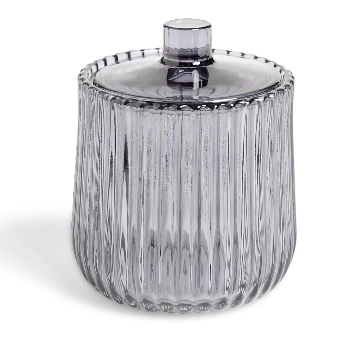 Discount Gifi Pot à coton Ø9x11cm verre strié gris