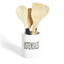 Pot à ustensiles dolomite blanc Ø10xH13,2cm^Gifi Clearance