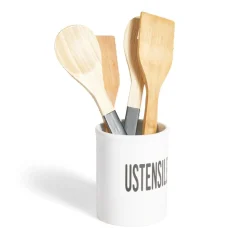 Pot à ustensiles dolomite blanc Ø10xH13,2cm^Gifi Clearance