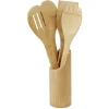 Pot avec 4 ustensiles de cuisine en bambou^Gifi Discount