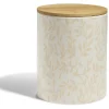 Pot de conservation 1,6L grès motif feuillage couvercle bambou Ø12xH14,5cm^Gifi