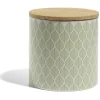 Pot de conservation 500ml grès motifs arrondis couvercle bambou Ø10xH10cm^Gifi New