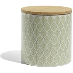 Pot de conservation 500ml grès motifs arrondis couvercle bambou Ø10xH10cm^Gifi New