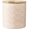 Pot en céramique à motif rose avec couvercle en bois H10,5 cm^Gifi