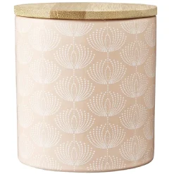 Pot en céramique à motif rose avec couvercle en bois H10,5 cm^Gifi