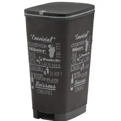 Nettoyage Et Entretien|Gifi Poubelle à pédale 45 L grise avec inscriptions