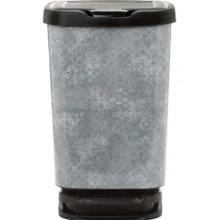 Nettoyage Et Entretien|Gifi Poubelle à pédale design mosaïque grise et noire 40 L