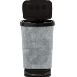 Nettoyage Et Entretien|Gifi Poubelle à pédale design mosaïque grise et noire 40 L