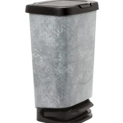Nettoyage Et Entretien|Gifi Poubelle à pédale design mosaïque grise et noire 40 L