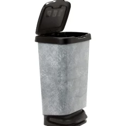 Nettoyage Et Entretien|Gifi Poubelle à pédale design mosaïque grise et noire 40 L