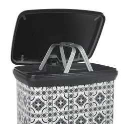 Nettoyage Et Entretien|Gifi Poubelle à pédale motif carreau de ciment gris et blanc 50 L