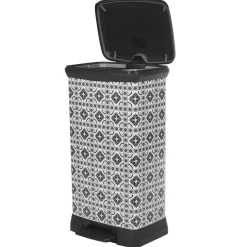 Nettoyage Et Entretien|Gifi Poubelle à pédale motif carreau de ciment gris et blanc 50 L