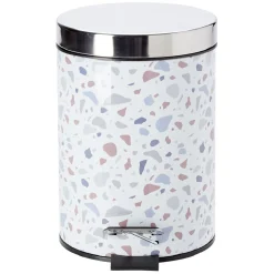 Sale Gifi Poubelle à pédale motif terrazzo effet granit blanc et bleu 3L