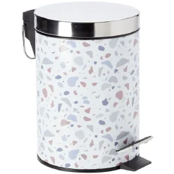 Sale Gifi Poubelle à pédale motif terrazzo effet granit blanc et bleu 3L