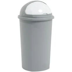 Nettoyage Et Entretien|Gifi Poubelle à rabat grise Ø39,5xH75cm 50L