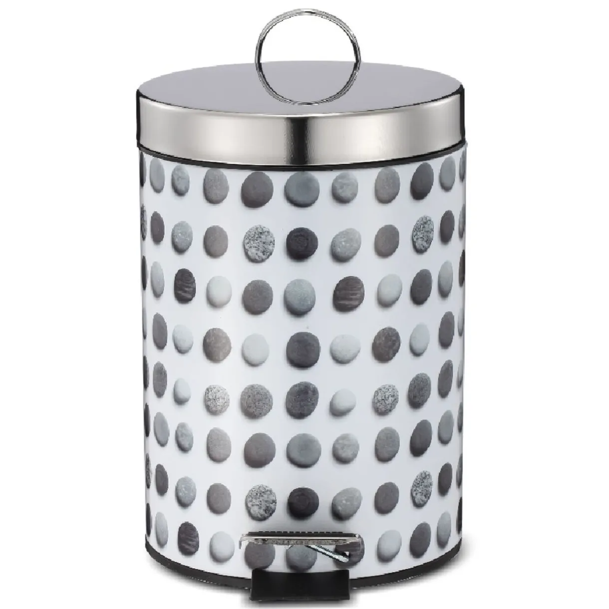 Nettoyage Et Entretien|Gifi Poubelle de salle de bain en métal décor galet 3L