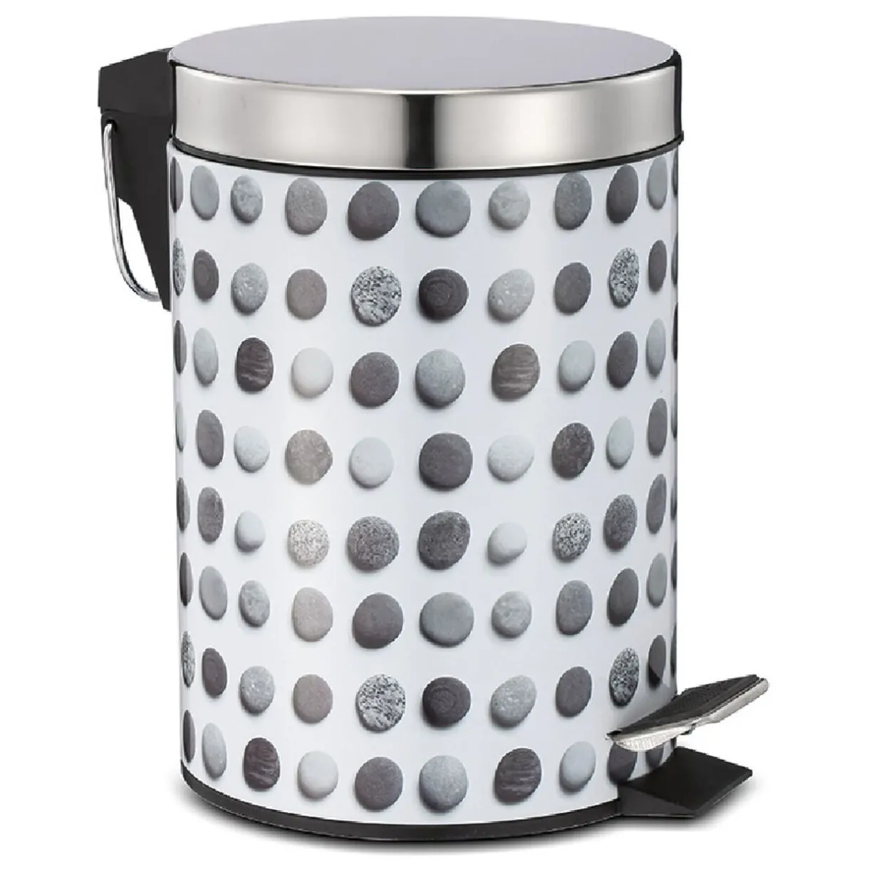 Nettoyage Et Entretien|Gifi Poubelle de salle de bain en métal décor galet 3L