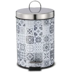 Nettoyage Et Entretien|Gifi Poubelle de salle de bain en métal décor carreau de ciment 3L