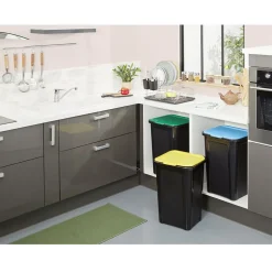 Nettoyage Et Entretien|Gifi Poubelle de tri couvercle vert 45L